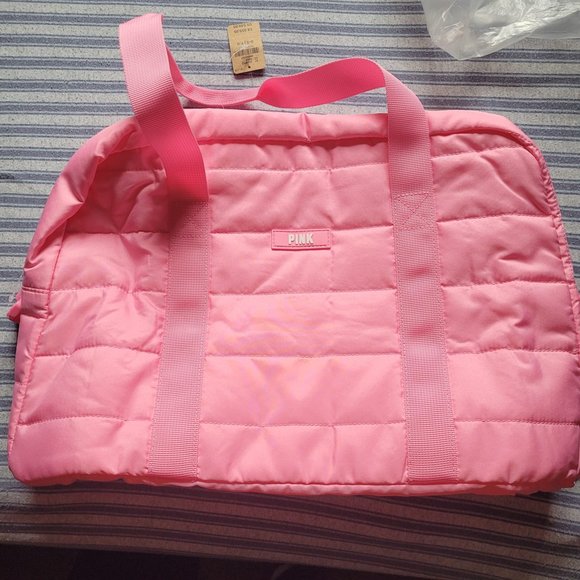 PINK Victoria's Secret Handbags - Victoria's Secret PINK Weekender Logo Duffel Tote Bag